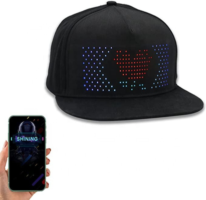 Çoklu Dil Bluetooth LED Şapka RGB Renkli Düzenleme Metin Müzik Resim Çizimi