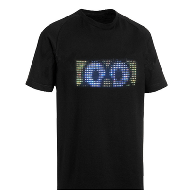 Programlanabilir LED Aydınlatma T Shirt Uygulama Kontrolü USB Şarj Edilebilir Unisex