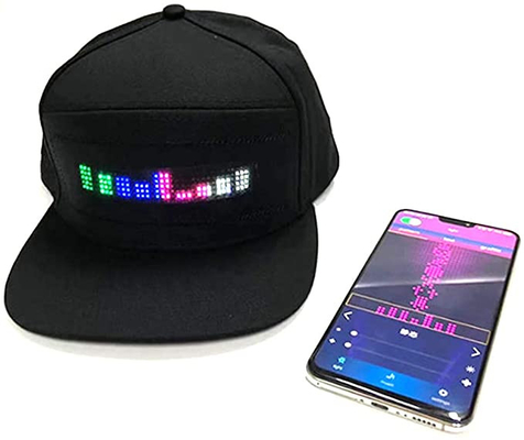 Animasyonlu İşaret Bluetooth LED Şapka Programlanabilir Mesaj Siyah Kapak