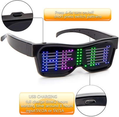 USB Şarj Edilebilir Programlanabilir Led Gözlük Metin Grafiti Animasyon Müzik Ritim Modları