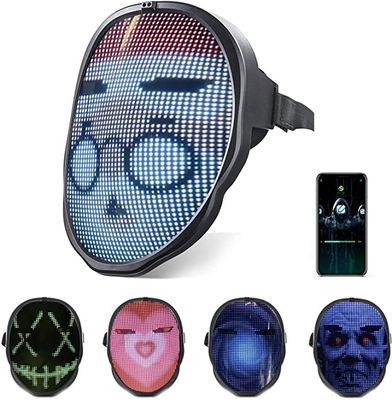 Bluetooth Akıllı Telefon Uygulaması Akıllı LED Yüz Maskesi Parlayan Yüz Cosplay Light Up