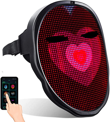 DIY Akıllı LED Yüz Maskesi Şarj Edilebilir Pil ile Led Işık Up Tam Yüz Maskesi