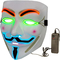 Cadılar Bayramı Beyaz LED Yüz Maskesi V Vendetta Maskesi Anonim Adam İçin
