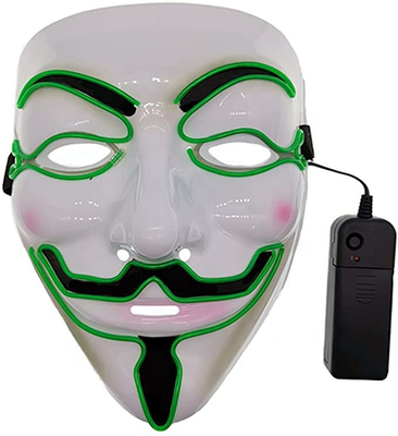 Hacker Halloween LED Yüz Maskesi Aydınlık Yanıp Sönen Cosplay Kostüm