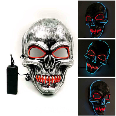 Skull Scary Light Up Halloween LED Yüz Maskesi Yetişkinler İçin Ayarlanabilir