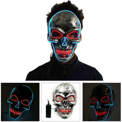Skull Scary Light Up Halloween LED Yüz Maskesi Yetişkinler İçin Ayarlanabilir