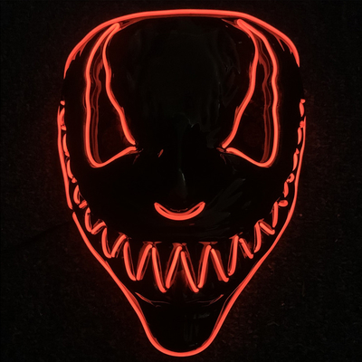 Neon EL Telli Venom Halloween Korkunç Işıklı Maske 3 Aydınlatma Modu