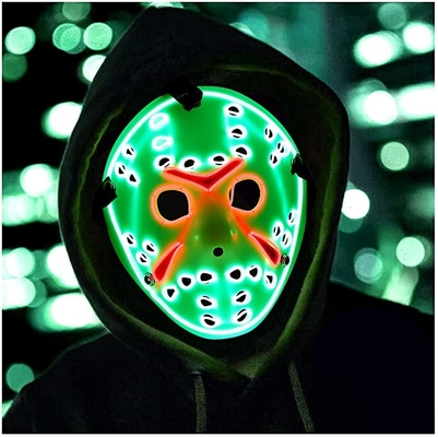 Jason Korku Cadılar Bayramı Masquerade için LED Cosplay Yüz Maskesi