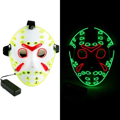 Jason Korku Cadılar Bayramı Masquerade için LED Cosplay Yüz Maskesi