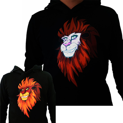 Çift LED Yanıp Sönen Aslan Desenli T Shirt Unisex %100 Pamuk