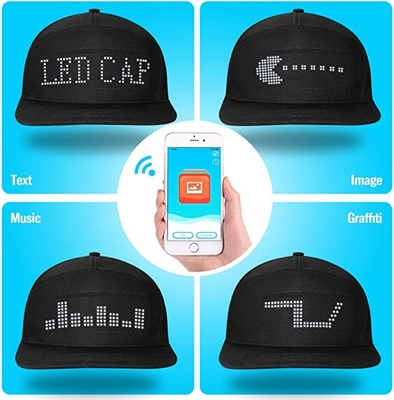 Programlanabilir Bluetooth LED Şapka Ekran Mesajı Düzenlenebilir Havalı Kapaklar