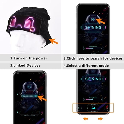 LED Ekran Şapka Aydınlatma Bere Cap Bluetooth APP Programlanabilir