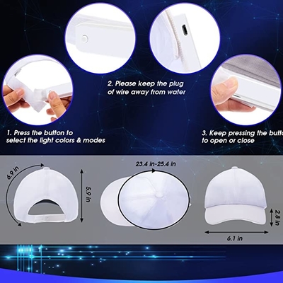 LED Light Up Beyzbol Şapkaları Erkekler Kadınlar İçin Fiber Optik Kapaklar
