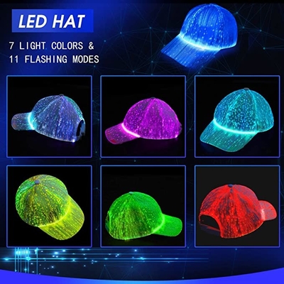 7 Renkli Hafif USB Şarjlı Aydınlık LED Beyzbol Şapkası Şapkaları
