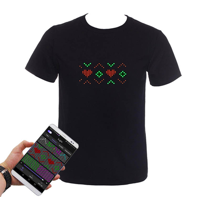 Bluetooth Akıllı LED Aydınlatma T Shirt Mobil APP Kontrolü Programlanabilir Kelime