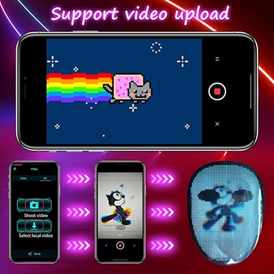 Yüz Dönüştürücü LED Dijital Maske Programlanabilir Gif Resim Videoları