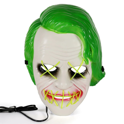 Yeşil Joker Cadılar Bayramı Masquerade Partisi Cosplay İçin Led Işıklı Maske