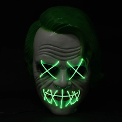 Yeşil Joker Cadılar Bayramı Masquerade Partisi Cosplay İçin Led Işıklı Maske