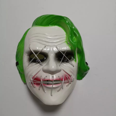 Yeşil Joker Cadılar Bayramı Masquerade Partisi Cosplay İçin Led Işıklı Maske