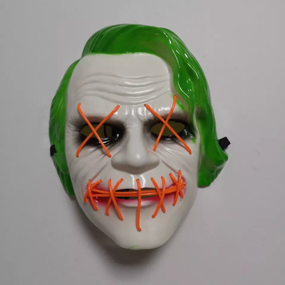 Yeşil Joker Cadılar Bayramı Masquerade Partisi Cosplay İçin Led Işıklı Maske