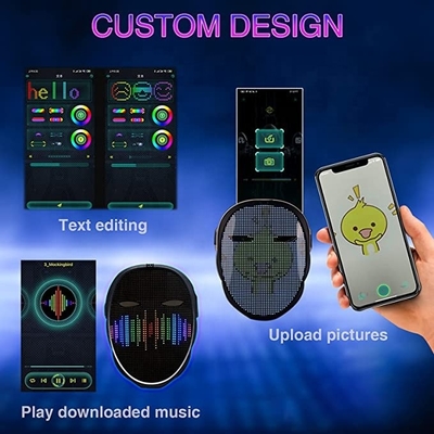 APP Kontrol Partisi LED Maske Cadılar Bayramı Cosplay için USB Şarj Edilebilir DIY Görüntü Fotoğrafları