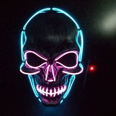 Light Up EL Wire Cadılar Bayramı LED Yüz Maskesi DC3V 10 Renk Opsiyonel