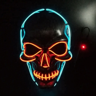 Light Up EL Wire Cadılar Bayramı LED Yüz Maskesi DC3V 10 Renk Opsiyonel