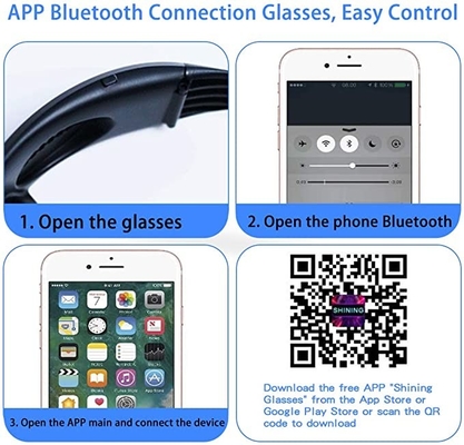 Bluetooth DIY Metin Desenli Uygulama Kontrollü Programlanabilir Led Gözlükler