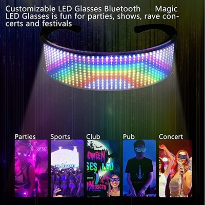 Bluetooth DIY Metin Desenli Uygulama Kontrollü Programlanabilir Led Gözlükler