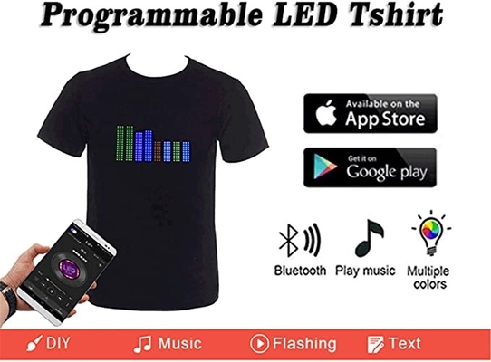 Parti Festivali için Özelleştirilmiş Programlanabilir LED Aydınlatma T Shirt